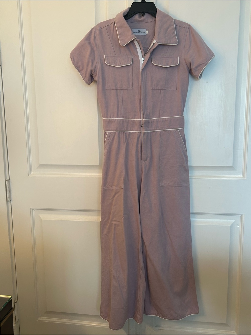 Never A Wallflower One-Piece Lavender Jumpsuit with Contrast Piping